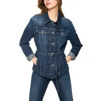 Marc Cain Jeansjacke Leolicious Premium Damenmode elegant, mit Gürtel