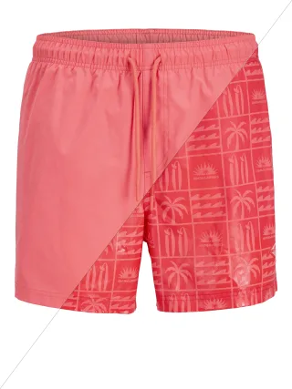 JACK&JONES - JPSTMAUI SPLASH MAGIC SWIM SHORTS REG Hot Coral - Gr. - M
