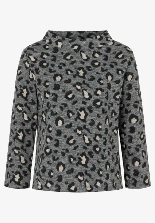 MORE & MORE - Sweatshirt mit Leomuster grau - Gr. - 42