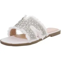 Ital-Design Funkelnde Sommer-Sandalen mit Fransen für Damen Riemchensandalette (89372549) Blockabsatz Riemchensandalen in Weiß