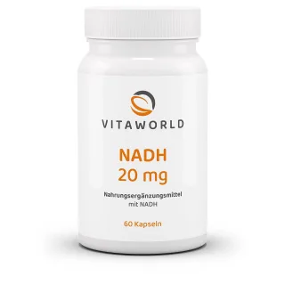 Vitaworld NADH 20 mg | 60 Kapseln | Panmol NADH® mit spezieller Mikroverkapselung für längere Wirksamkeit | vegan