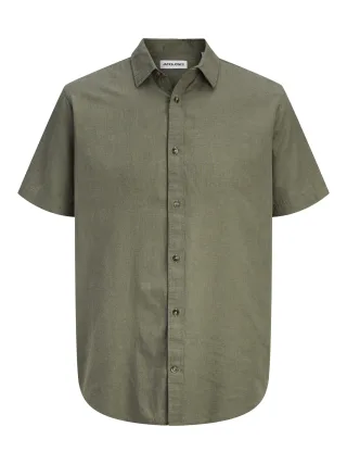 JACK&JONES - JJESUMMER LINEN BLEND SHIRT S/S SN Dusty Olive - Gr. - M