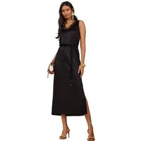 Love & Roses Midikleid Love & Roses Satin-Midikleid mit Spitzenbesatz (1-tlg)