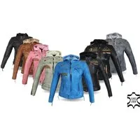 Alpha Speeds Motorradjacke - /Freizeit Damen Lammlederjacke Bikerjacke Highway 11 (mit einer abnehmbaren Kapuze) aus weichem Lammleder, inklusive einsetzbarer Protektoren