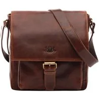 SID & VAIN Messenger Bag echt Leder Ledertasche groß Ledertasche cognac NICO, Umhängetasche echt Leder Unisex, Crossbody Bag hellbraun