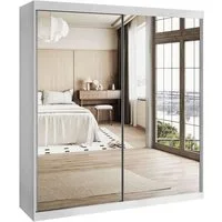 Lookway Kleiderschrank BASTER III mit Spiegeln Schiebeschrank Weiß