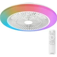 Philips LED Deckenleuchte Amigo Deckenventilator RGB, 40 W (Ventilator) + 20 W (Leuchte), weiß, CCT - über Fernbedienung, Dimmer, Dimmfunktion, Ein-/Ausschalter, Farbsteuerung, Farbwechsel, Fernbedienung, Infrarot inkl., Memoryfunktion, RGB, Ventilat