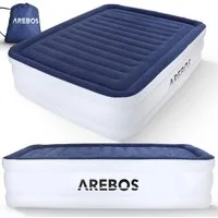 Arebos Luftbett mit integrierter Pumpe Luftmatratze selbstaufblasend Gästebett, (Blau / Weiß), 203 x 152,5 x 51 cm