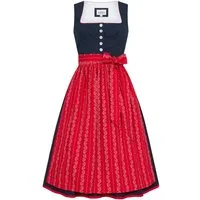 Nübler Dirndl Midi Dirndl Worthersee in Marina-Kirschrot - Rocklänge 70 cm