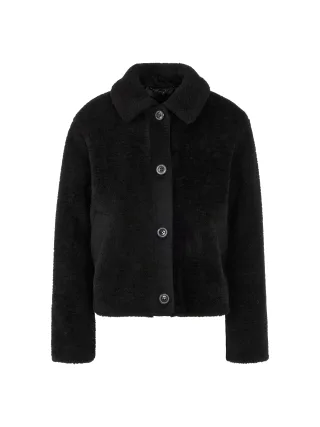 Marc Cain Collections - Fake-Fur-Jacke mit Woll-Details black - Gr. - 40