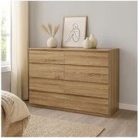 HTI-Living Kommode Moderne Kommode mit 8 grifflosen Schubladen Sonoma (Stück, 1 St., 1 Kommode ohne Dekoration), Sideboard