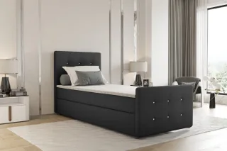 Boxspringbett Bett MARKOS 90x200cm Bettkasten Seite Links Dunkelgrau inkl. To...