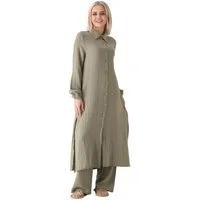 WENOR Longtunika Musselin 130cm lang Kokosknopf 100% Baumwolle Modest Look 36-50