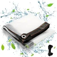 Clanmacy Schutzplane Wasserdichte Transparente Plane mit Ösen und Seil, Faltbar Abdeckplane