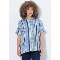 Ulla Popken Longbluse Musselin-Bluse Streifen Oversized Hemdkragen