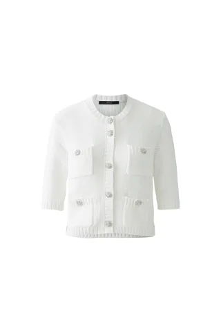 Oui - Strickjacke Baumwollmischung cloud dancer - Gr. - 36