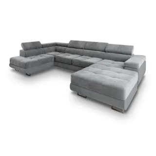 Masseno Wohnlandschaft, Hellgrau, Metall, 5-Sitzer, U-Form, 345x90x202 cm, Wohnzimmer, Sofas & Couches, Wohnlandschaften, Wohnlandschaften in U-Form