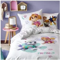 MTOnlinehandel Kinderbettwäsche Paw Patrol 135x200 + 80x80 cm, 100 % Baumwolle, Renforcé, 2 teilig, Bettwäsche-Set Skye & Everest für Kinder, Mädchen und Jungen