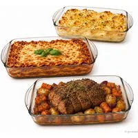 MamboCat Auflaufform Borcam 3er Set Brat- & Backform 1,3L-2,75L rechteckig Glas Auflaufform, Glas
