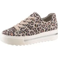 Gabor FLORENZ Plateausneaker, Freizeitschuh, Halbschuh, Schnürer, modischer Leo-Look, Weite G