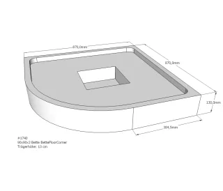 Neuesbad Wannenträger für Bette Floor Corner Viertelkreis 900x900 SD21079