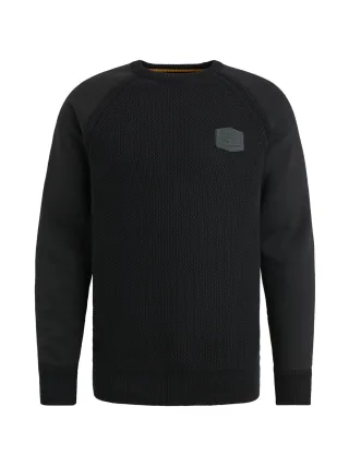 PME Legend - R-neck knit sweat combination black onyx - Gr. - XL