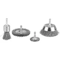 Parkside Drahtbürste Bohrmaschinenzubehör PBZS 5 A1 Drahtbürsten-Set 4 Teilig, handelsübliche Bohrmaschinen (mind. 600 W) mit Rundschaftaufnahme (z. B. Parkside, Bosch, Black & Decker, Einhell, Makita, Kress, Metabo), (Bürstenset, 4-tlg), Rost & Lack