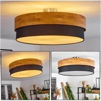 hofstein Deckenleuchte »Campitello« Deckenlampe, Metall/Holz/Stoff, Nickel-matt/Natur, ohne Leuchtmittel, Leuchte im skandinavischen Design, Ø47, 5cm, 3xE27, Schwarz, Weiß