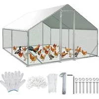 Clanmacy Hühnerstall 3x4x2m Hühnerstall aus Stahl mit UV-beständiger Abdeckung Voliere