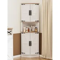 FiveWillowise Eckschrank Küchenschrank Aufbewahrungsschrank Hochschrank, 56x41,5x165cm (1-St) Badezimmerschrank Schmal mit 4 Türen und 5 Ablageflächen