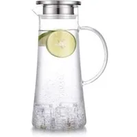 FELIXLEO Karaffe Karaffe Borosilikatglas Glaskaraffe mit Edelstahl Deckel 1500ml