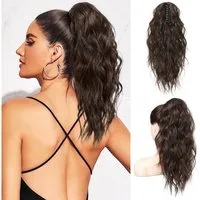 Zaewry Haarspange 45 cm Lange Lockige Wellige Clip in Pferdeschwanz Haarverlängerungen