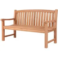 deVries Gartenbank Sitzbank Woodie 150 cm, Teakholz - extrabreit - Armlehnen, geschwungende Rückenlehne