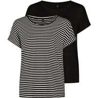 ONLY T-Shirt Damen Top MOSTER Regular Fit (2-tlg) Basic Kurzarm Tee Shirt mit Rundhalsausschnitt