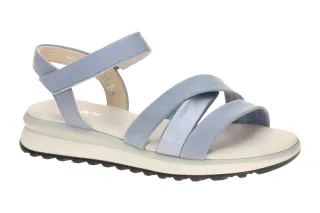 Gabor 82.844 Damen Sandalette blau mix wei? Klettverschluss PU Sohle flexibel