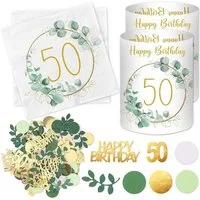 LuxusKollektion Windlicht Servietten Windlicht Konfetti 50. Geburtstag Deko Eukalyptus