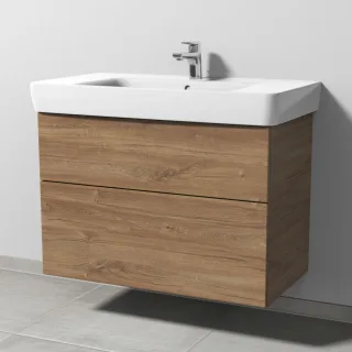Sanipa 3way Waschtischunterbau zu Geberit Renova Plan Waschtisch mit 2 Auszügen, Eiche-Kansas SM88059