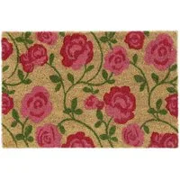 relaxdays Fußmatte Kokos Fußmatte mit Rosen-Motiv, Höhe: 15 mm