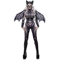 Kostüm Luxuriöses Fledermaus-Skelett-Kostüm für Damen