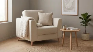 BRUNO Schlafsessel 70cm in Beige | praktische Größe | stabiles Massivholz & Boxspringkomfort