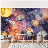 Bilderdepot24 Kindertapete Sonnensystem Aquarell Illustration Kinder Weltall bunt modern, Glatt, Matt, (Vliestapete inkl. Kleister oder selbstklebend), Mädchenzimmer Jungenzimmer Babyzimmer Bildtapete Fototapete Wandtapete