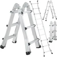 TLGREEN Teleskopleiter 2.86/3.98/4,8m Teleskop-Klappleiter aus Aluminiumlegierung, (3 in 1 Vielzweckleiter,4x5 Sprossen Aluleiter, Max.Tragfähigkeit 150KG), Tragbare Leiter für Haushalt und Outdoor-Arbeit
