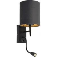 Qazqa Wandleuchte Stacca, LED wechselbar, E27, Grau, Modern, Stahl, 1-flammig