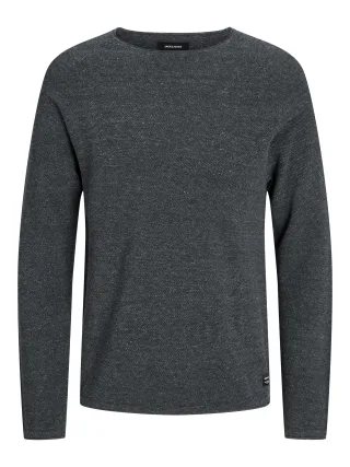 JACK&JONES - JJEHILL KNIT CREW NECK NOOS Dark Grey Melange - Gr. - XXL