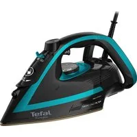 Tefal Dampfbügeleisen Puregliss, 3000 W, 280 g/Min. Dampfstoß, XL Wassereinfüllöffnung, 3000 W, stabile Ablage, Kalkfilter, Auto-Abschaltung, schwarz/türkis, FV8066