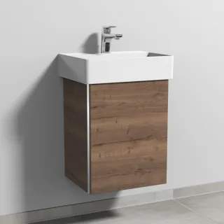 Sanipa 3way Waschtischunterbau zu Duravit Dura Square Waschtisch mit 1 Tür, Eiche-Tabak BR42550
