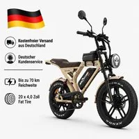 APE RYDER E-Bike Mountainbike 20 Zoll Fatbike 48V 15Ah Akku, bis 80 km, Shimano 7-Gang, hydraulisch, 7 Gang, Heckmotor, 720 Wh, (Packung)