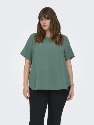 ONLY CARMAKOMA - CARVICA S/S TOP WVN NOOS Balsam Green - Gr. - 44