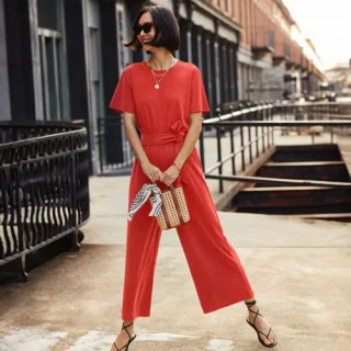Jersey-Jumpsuit aus Modalmix für Damen, Damen, size: regular, Orange, Polyester-Mischung/Baumwolle Modal, by Lands' End