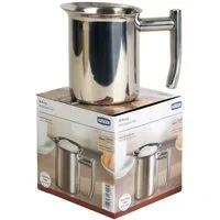 Xavax Kanne Milchkännchen Edelstahl 400ml Milchkanne, Kanne Aufschäumkännchen Barista Milchschaum Milch Gießer Silber